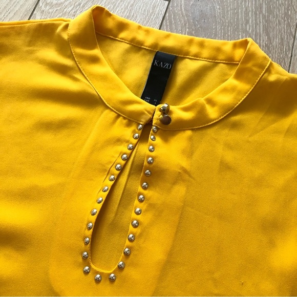 Kazo Mustard Yellow Long Sleeve Blouse Size L - Picture 5 of 14